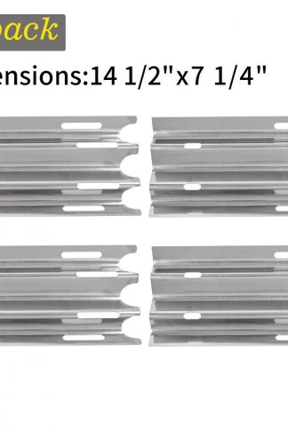SHINESTAR Gas Grill Replacement Parts for Vermont Castings CF9030, Jenn-Air JA460 and Others, 4-pack 14 1/2 inch Stainless Steel Heat Shield Plate Tent Deflector Burner Cover Flame Tamer(SS-HP001)