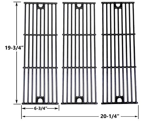 3 Pack Gloss Cast Iron Cooking Grid for King Griller 3008, 5252 and Char-Griller 2121, 2123, 2222, 2828, 3001, 3030, 3725, 4000, 5050, 5252, 3008 Gas Grill Models
