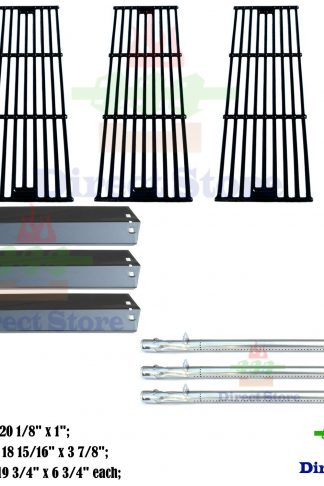 Direct store Parts Kit DG153 Replacement Chargriller 3001,3008,3030,4000,5050,5252; King Griller 3008,5252 Gas Grill (SS Burner + Porcelain Steel Heat Plate + Porcelain Cast Iron Cooking Grid)