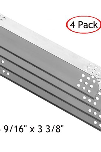 HANEE KS708 Stainless Steel Grill Heat Plate Shield, Burner Cover, Flame Tamer, Gas BBQ Replacement Parts for Grill Master 720-0697, 720-0737 and Nexgrill Models, 14 9/16 inch x 3 3/8 inch, Set of 4