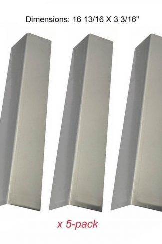 Set Of 5 Stainless Steel Heat Plates for Brinkmann 810-1750-S, 810-3820-S, 810-3821-S and Other Grill Models (Dims: 16 13/16 X 3 3/16")