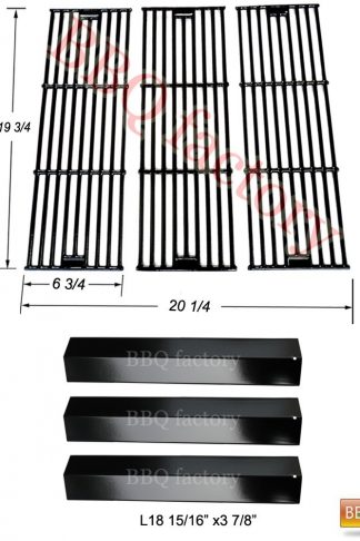 bbq factory Replacement Rebuild Kit fits Chargriller 3001,3008,3030,4000,5050,5252 Gas Grill Porcelain Steel Heat Plate, Porcelain coated Cast Iro Cooking Grid