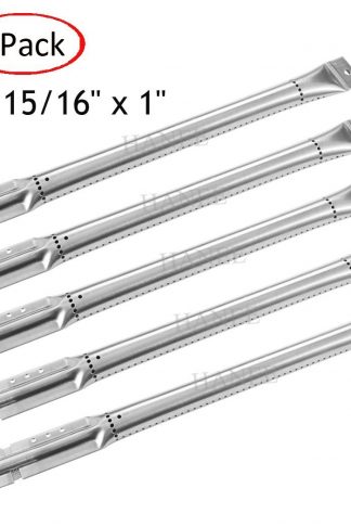 HANEE KB815 Gas BBQ Grill Tube Burner Replacement Parts for Char-Broil, Charmglow, Costco Kirkland, Jenn Air, Kenmore, Kitchen Aid, Members Mark, Nexgrill, Perfect Flame, 16 15-16 inch, Set of 5