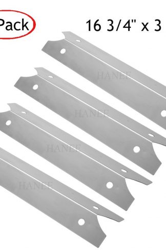HANEE KS702 Gas Grill Replacement Parts Stainless Steel Heat Plate Heat Shield Heat Tent, Burner Cover Flame Tamer, Heat Diffuser Deflector for Brinkmann, Charmglow, 16 3/4 inch x 3 7/8 inch, Set of 4