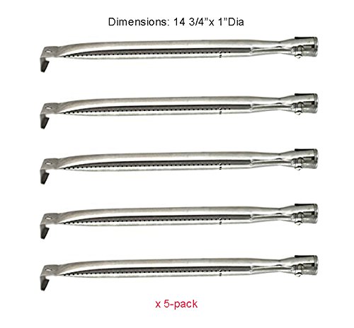 SB0241 Universal Gas BBQ Grill Stainless Steel Burner Replacement for select Gas Grill Models by Kirkland, Grand Hall, Members Mark, Patio Range and Other grills (5-pack)
