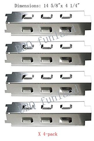 SH8531(4-pack) Stainless Steel Heat Plate Replacement for Select Gas Grill Models By Charbroil, Kenmore and Others(14 5/8” x 4 1/4”)