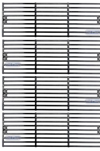 Uniflasy Grill Grid Grate Porcelain Coated Cast Iron Cooking Grates Replacement Parts for Char-Griller 2121, 2123, 2222, 2828, 3001, 3030, 3725, 4000, 5050, 5252 Grills (Set of 4)