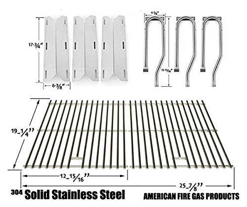 Repair Kit for Jenn Air 720-0336, 7200336, 720 0336 BBQ Gas Grill Includes 3 Stainless Burner, 3 Stainless Heat Plate and Stainless Cooking Grates