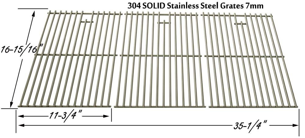 Stainless Cooking Grid for Brinkmann 4615, River Grille GR1031-012965, Nexgrill 720-0419, 720-0459 & North American Outdoors 720-0459, BB10837A Gas Grill Models, Set of 3