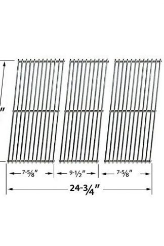 Stainless Steel Cooking Grid for BBQ Galore XC03WN and Kenmore 119.162300, 119.16240, 119.162310, 119.16311, 119.163118, 16311, 119.16311800, 119.16312800, BQ06W1B Gas Grill Models, Set of 3