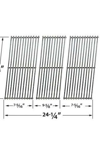 Stainless Steel Replacement Cooking Grid for Master Forge IGS-01015J, Great Outdoors 432SL, BBQ Pro BQ05041-28, BQ51009 and Kenmore 119.162310, BQ06W1B Gas Grill Models, Set of 3