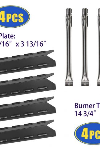 Bigbox BBQ Grill Heat Shields and Grill Burners Replacement for BBQ Pro 146.23676310, 146.23770310, 4 Pack Burner Tubes & Heat Plates for Kenmore Gas Grill 146.34611410, 146.16197210, 146.10016510
