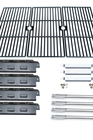 Direct Store Parts Kit DG158 Replacement Charbroil 463420507,463420509,463460708,463460710 Gas Grill(SS Burner+SS Carry-Over Tubes+Porcelain Steel Heat Plate+Porcelain Cast Iron Cooking Grid)