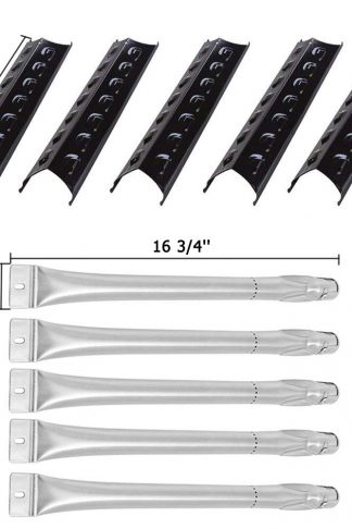 SHINESTAR Grill Replacement Parts for Master Forge 3218LT, 3218LTN, 3218LTM, L3218, 2518-3, Porcelain Steel 15-3/8 inch Heat Shield Plate Tents Flame Tamers + 16 3/4 inch Burner Tubes