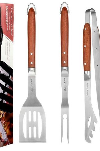 Barbecue Tools, Grill Set Stainless Steel Grill Accessories Heavy Duty BBQ Grilling Tools Set BBQ Grill Utensils Set Grilling Tools - Spatula, Tongs, Fork, Knife and Foldable Bag Best Grilling Gift