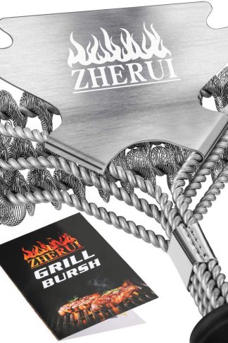 Bristle Free Grill Brush, ZheRui BBQ Grill Cleaner Brush and Scrapers Safe Cleaning Rust Resistant Stainless Steel Grilling Accessories Barbecue Cleaner Tool for Weber Genesis Charcoal Porcelain Grill