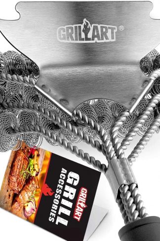 GRILLART Grill Brush Bristle Free - Safe BBQ Cleaning Grill Brush and Scraper - 18" Best Stainless Steel Grilling Accessories Cleaner for Weber Gas/Charcoal Porcelain/Ceramic/Iron/steel grill Grates