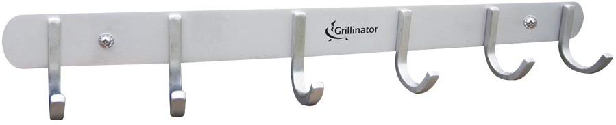 Grillinator BBQ Tool Rack - Polished Stainless Steel 6 Hook Storage for Grilling & Cooking Utensils - Easy to Install - Gas, Charcoal & Electric Grills - Indoor or Outdoor Use