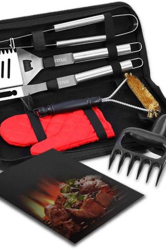 esonmus BBQ Grill Set, 7-Piece Stainless Steel Grill Tool Set Superior Grilling Accessories with Storage Case- Perfect BBQ Gift Outdoor Grill Kit for Men Women