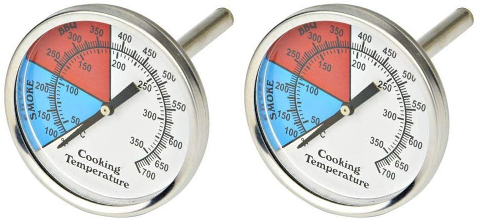 Onlyfire Professional BBQ Charcoal Smoker Gas Grill Dia 2" Thermometer (2-Pack) Temperature Gauge