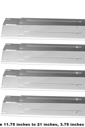 Universal Repair Replacement Adjustable Stainless Steel Heat Plate Shield, Heat Tent, Flavorizer Bar, Burner Cover, Flame Tamer for Gas Grill Models, Extends from 11.75" up to 21" L, 4 Pack