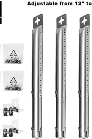 Universal Repair Adjustable Replacement Straight Tube Burner for Weber, Universal Front to Back Tube Grill Burner Adjustable Length extends from 12" to 17.5"