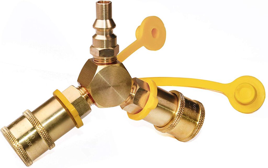 1/4 Inches RV Propane Quick Connect Y Splitter Adapter for RV Trailer and Quick Connect Propane