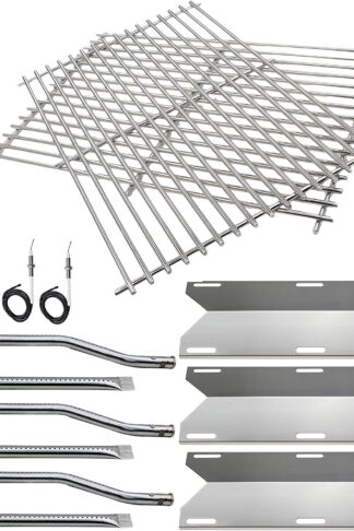 Hisencn BBQ Repair Kit Replacement for Jenn Air Gas Grill 720-0336, 7200336, 720 0336 Grill Stainless Steel Burners, Stainless Steel Heat Plates Stainless Steel Cooking Grid Grates & igniters