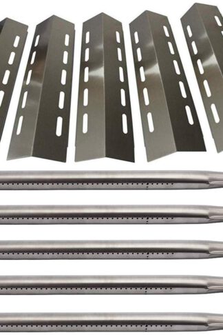 Htanch 30500701(5-Pack) SA3041 (5-Pack) Stainless Steel Heat Plate & Stainless Steel Burner Replacement Ducane 5 Burner 30500701,30500097,30400045,30500702,30400043,30400042 Gas Grill