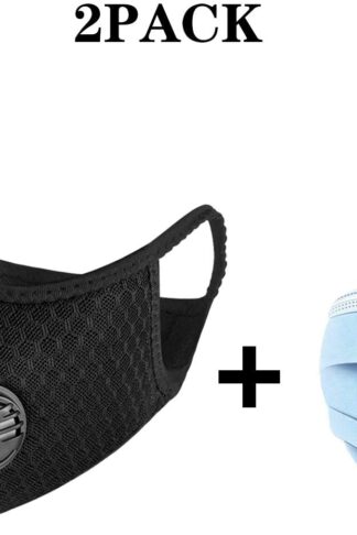 ADESUGATA Anti Pollution Sports Mask(Activated Carbon Air Filters and 2 Valves Included) + Level 3 Respirator Masks(Soft & Comfortable Filter Safety Face Mask) for Dust Protection by ADESUGATA