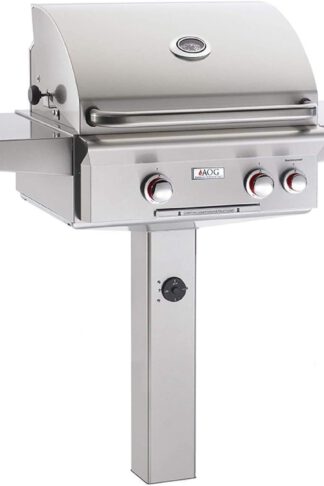 AOG American Outdoor Grill 24PGT T-Series 24 Inch Propane Gas Grill On In-Ground Post with Rotisserie