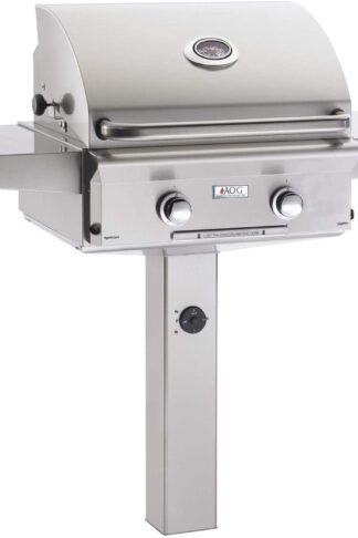 AOG American Outdoor Grill L-Series 24-Inch 2-Burner Propane Gas Grill On In-Ground Post - 24PGL-00SP