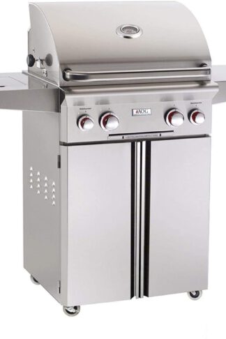 American Outdoor Grill 24NCT T-Series 24 Inch Natural Gas Grill On Cart with Side Burner and Rotisserie Kit