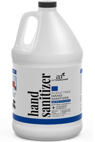 Artnaturals Hand Sanitizer Gel Alcohol Based (1 Gallon x 128 Fl Oz / 3785ml) Infused with Jojoba Oil, Alovera Gel & Vitamin E - Unscented Fragrance Free Sanitize