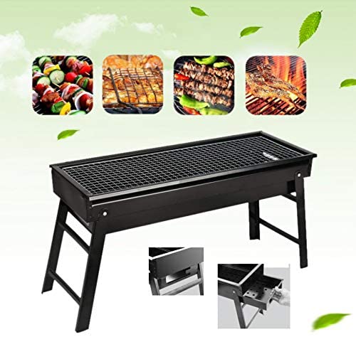 BBQ Grill, Portable BBQ Charcoal Grill Foldable BBQ Tool Kits, Charcoal Barbecue Grill Smoker Gril for Outdoor Cooking Camping Hiking Picnics