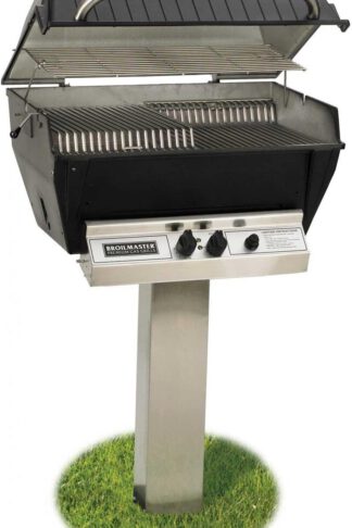 Broilmaster P3-XF Premium Propane Gas Grill On Stainless Steel In-Ground Post