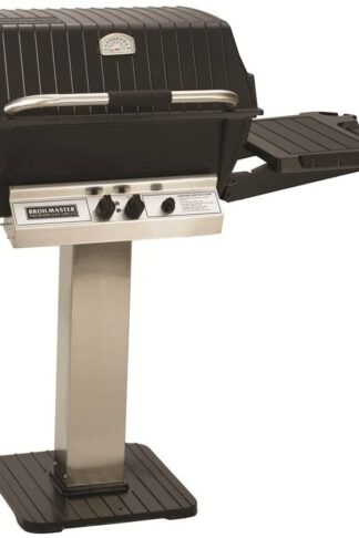 Broilmaster P3PK7N Grill Cart Package with P3 Natural Gas Grill Head 45 000 BTU Capacity Bowtie Burner Patio Post and Side Shelf in Stainless