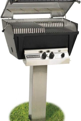 Broilmaster P4-XF Premium Propane Gas Grill On Stainless Steel In-Ground Post