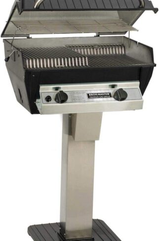 Broilmaster R3N Infrared Natural Gas Grill On Stainless Steel Patio Post