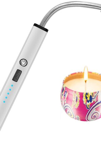 Candle Lighter, Electric Arc Lighter USB Rechargeable Long Lighters Wand Flexible for Candles Camping Cooking BBQs Grill Fireworks (Grey)