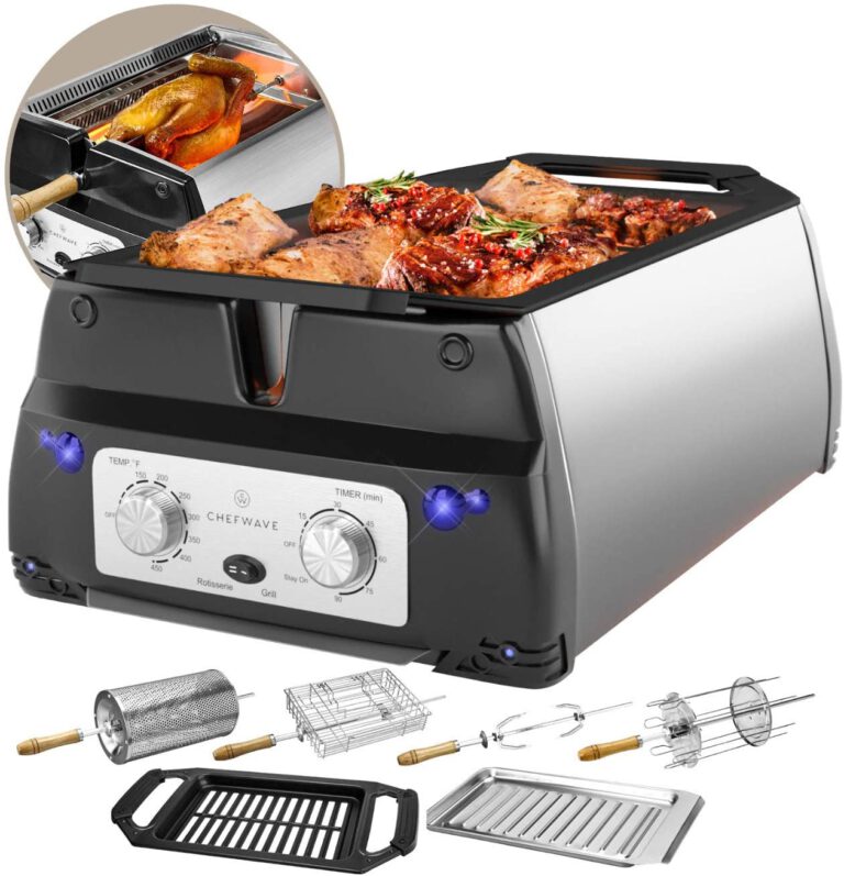 Smokeless Indoor Electric Grill and Rotisserie 5 in 1 NonStick