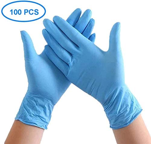 Disposable Gloves 100pcs Food Grade Nitrile Gloves for Kitchen Household Cleaning Use, Medium, Lake Blue by VEGELIN