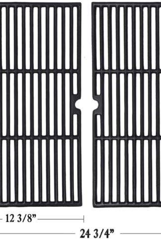 GGC 19 1/4 Inch Grill Grate Replacement for Charmglow BBQ Grillware Kenmore Nexgrill Weber Jenn-Air Others, 2-Pack Porcelain Coated Cast Iron Cooking Grid (12 3/8" x 19 1/4" for Each)