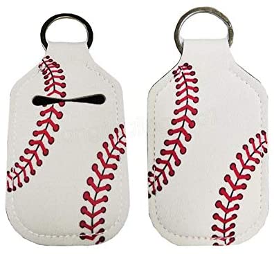 Hand Sanitizer Holder for Backpack Kids Travel Size Baseball Softball Keychain (Baseball, Pack of 2)