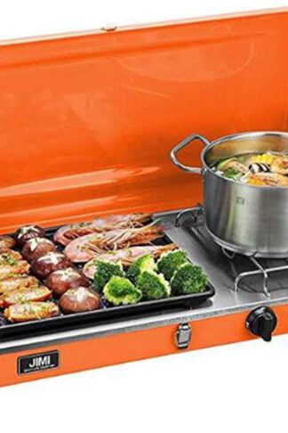 Liquid Propane BBQ Gas Grill, Barbecue Grill Outdoor Cooking Camping Stove Portable Stainless Steel, Orange