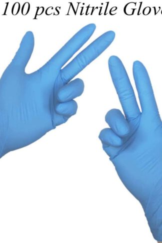 MyMagic 100 pcs Blue Disposable Nitrile Gloves, Latex-Free, Powder-Free, Food Grade Gloves for Mechanics, Automotive, Painting,Finishing,Cleaning or Tattoo Applications,Safety Work (Medium)