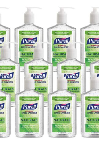 PURELL Naturals Advanced Hand Sanitizer Gel, with Skin Conditioners and Essential Oils, 12 fl oz Counter Top Pump Bottle (Case of 12) - 9629-12 by Purell