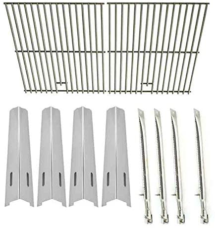 Replacement Kit For Bass Pro Shops BB10769A, North American Outdoors, Perfect Flame SLG2007B, 63033, SLG2007BN, 64876 & Broil Chef GSF2818KL Gas Models Includes 4 Burners, 4 Heat Plates & Steel Grates