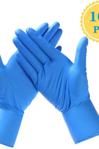 Safely Nitrile Disposable Gloves, Powder Free, Food Grade Gloves, Latex Free, 100 Pcs, Large Size, Blue by Enjoyee