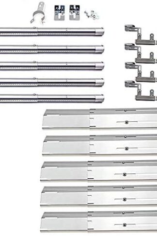 Set of Stainless Steel Grill Burners, Heat Plates and Crossover Tubes for Brinkmann Grill Models 810-1750-S, 810-1751-S, 810-3551-0